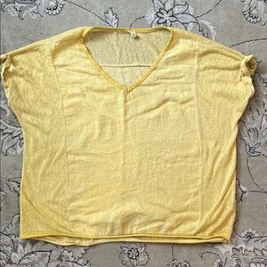 100% linen Yellow V-Neck Women's Top MADE IN ITALY
